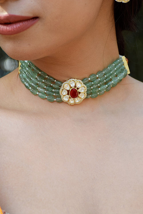 Mehmoona Moissanite Choker - Ruby