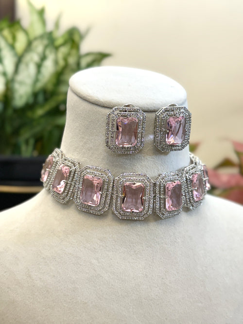 Romana Rose Quartz CZ Choker