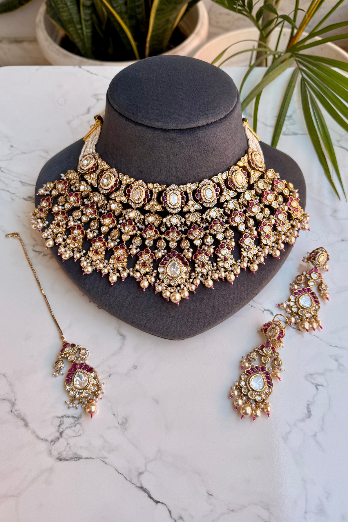 Nayab Polki Bridal Set - Ruby