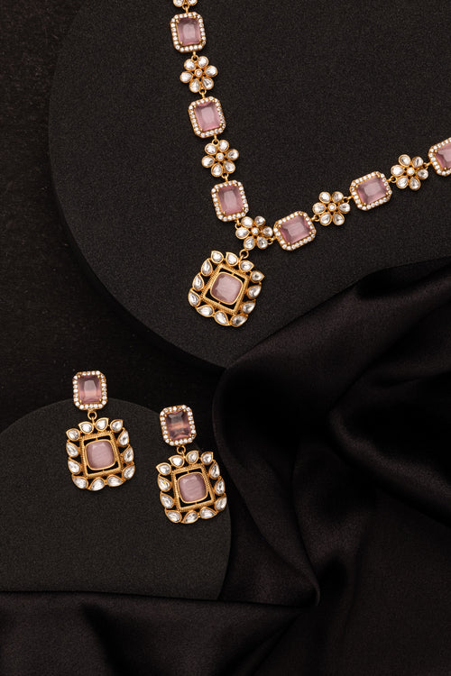 Sahana Rose Pink Necklace Set