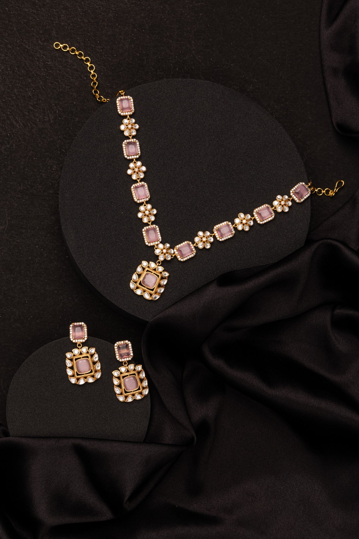 Sahana Rose Pink Necklace Set