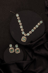 Sahana Aquamarine Silver Necklace Set