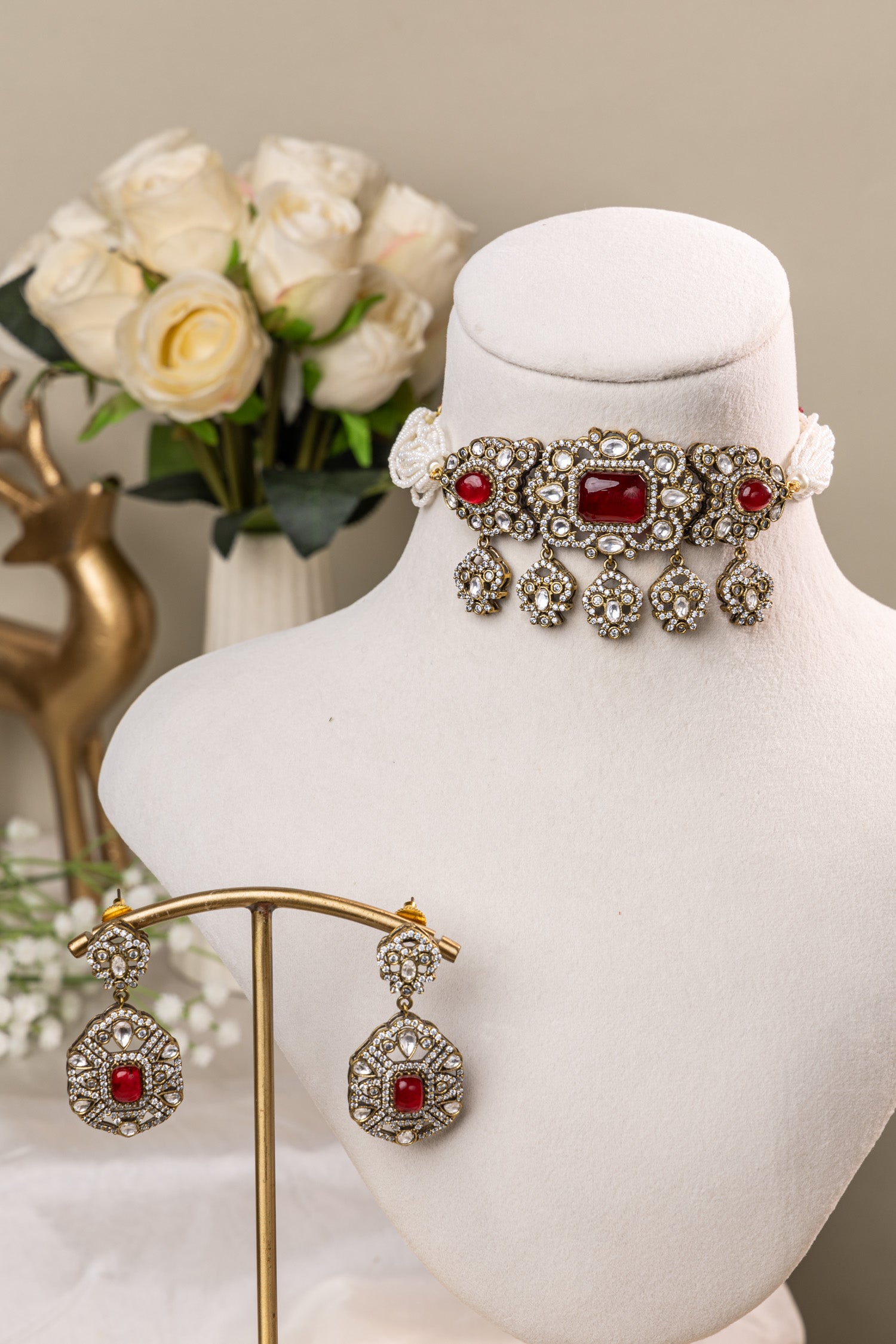 Ruby choker deals set