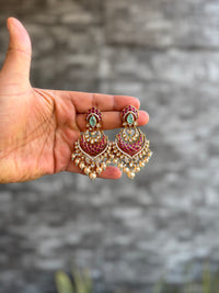 Ruhanika Fluorite Polki Chandbali