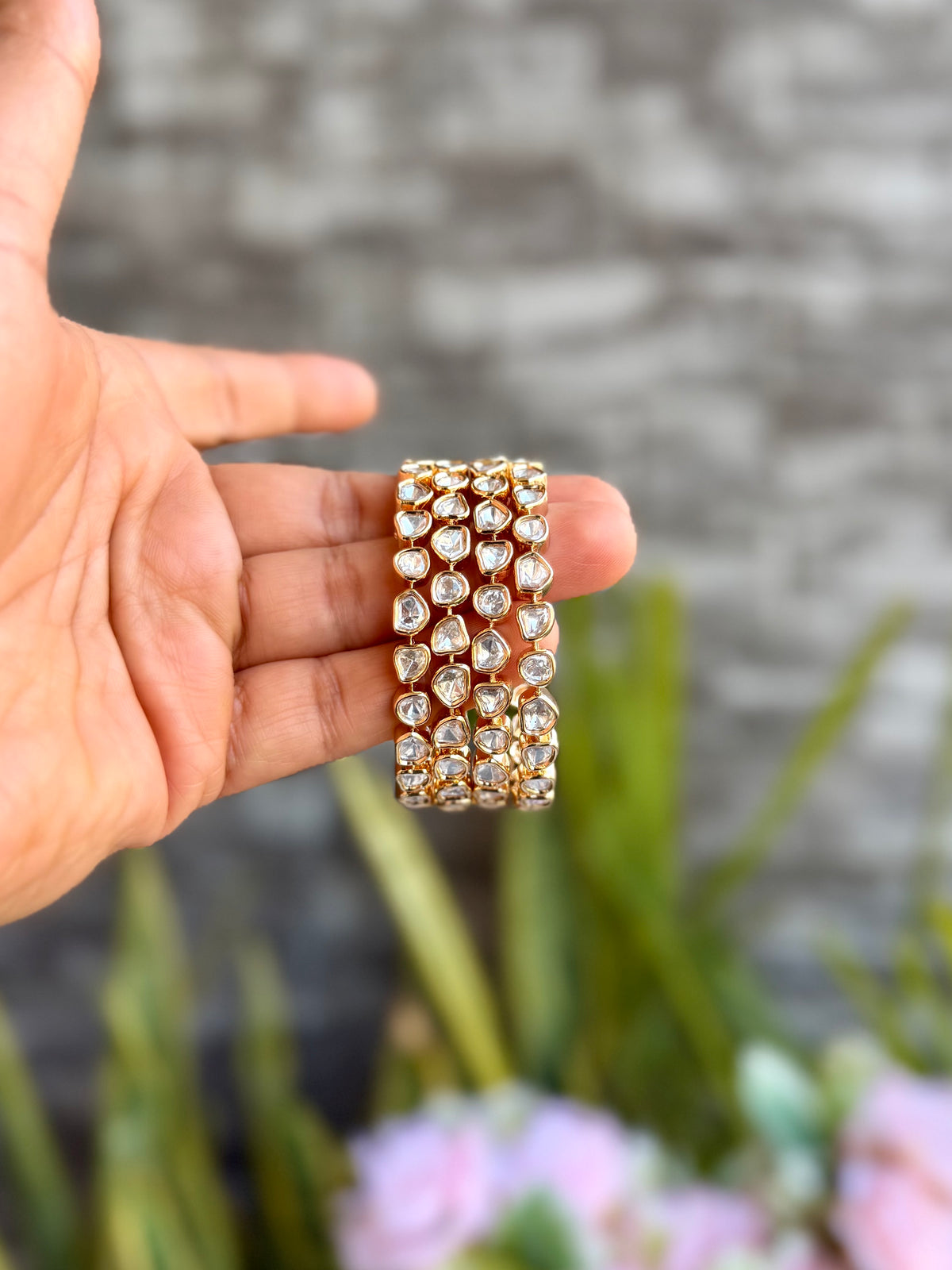 Reshma Polki Bangles Set - Carat Gold