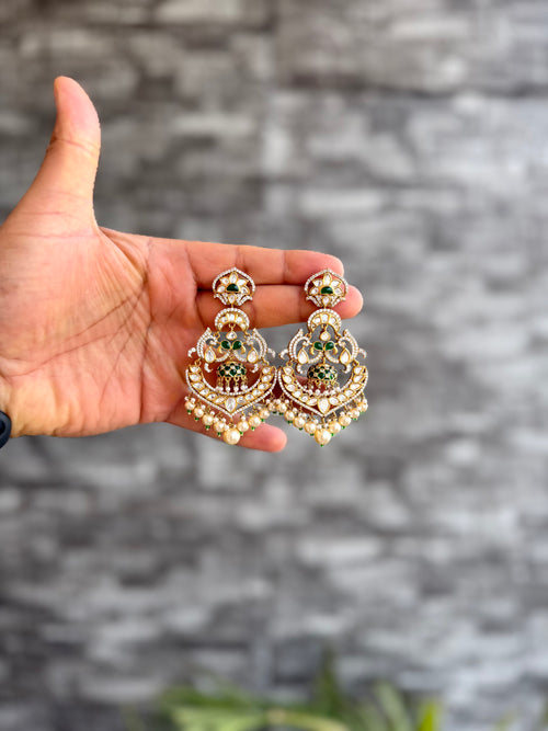 Pratima Emerald Moissanite Chandbali