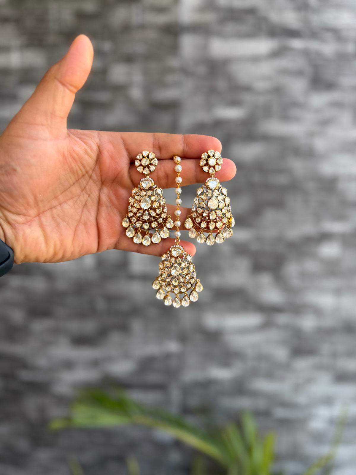 Farisha Moissanite Chandbali Teeka Set