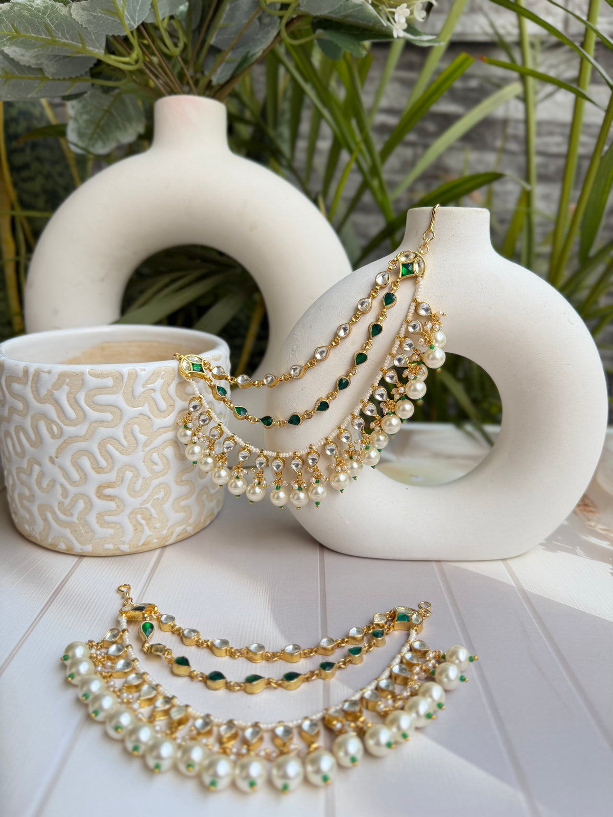 Shanila Emerald Kundan Earchain