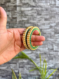 Shaila Emerald Polki Bangle