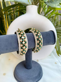 Ansa Polki Bangle - Emerald