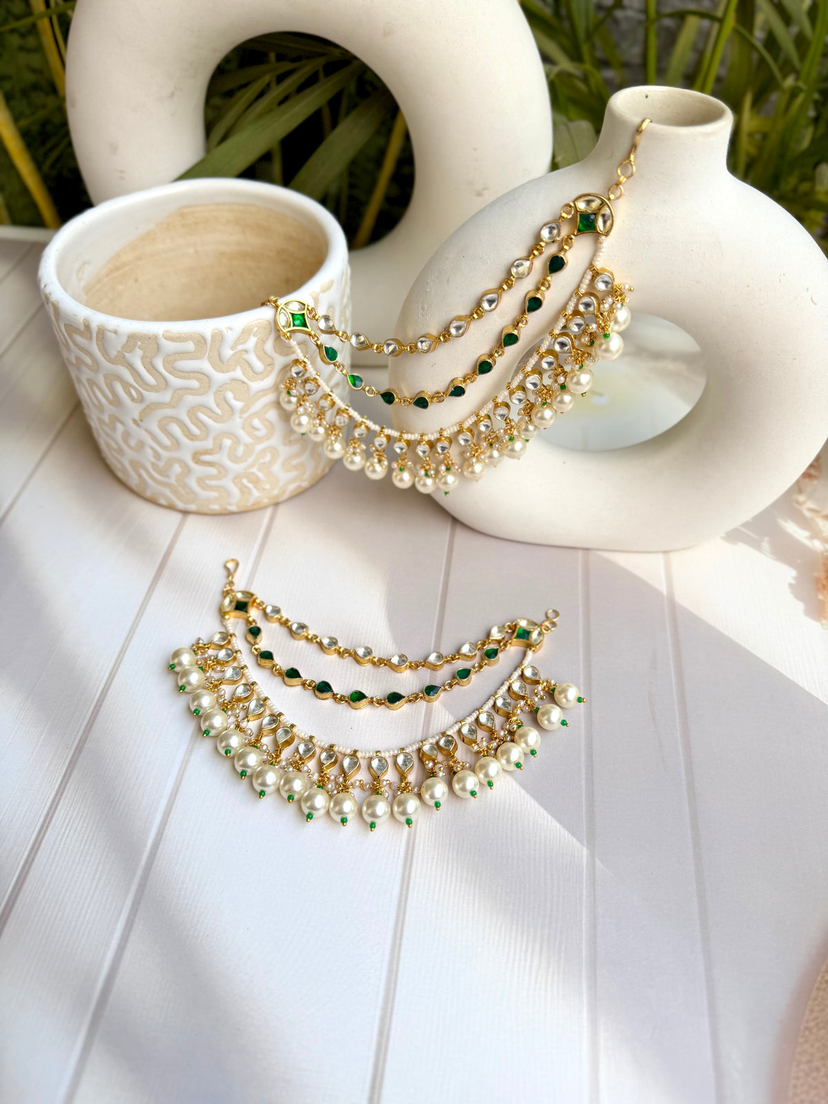 Shanila Emerald Kundan Earchain