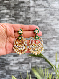 Rukhima Emerald Moissanite Chandbali