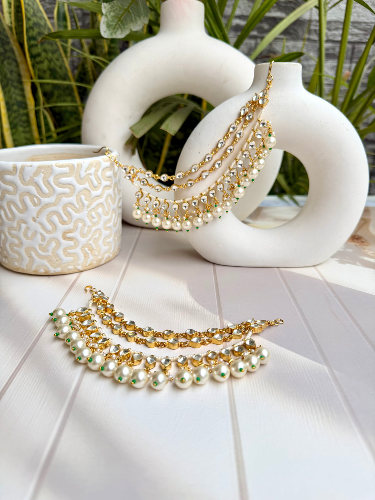 Shanila Pearl Kundan Earchain