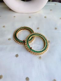 Shaila Emerald Polki Bangle