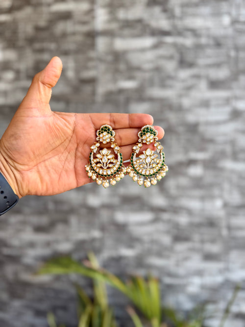 Paveena Moisaanite Chandbali - Emerald