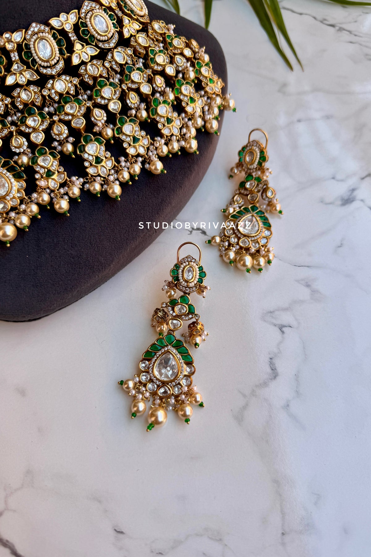 Nayab Polki Bridal Set - Emerald