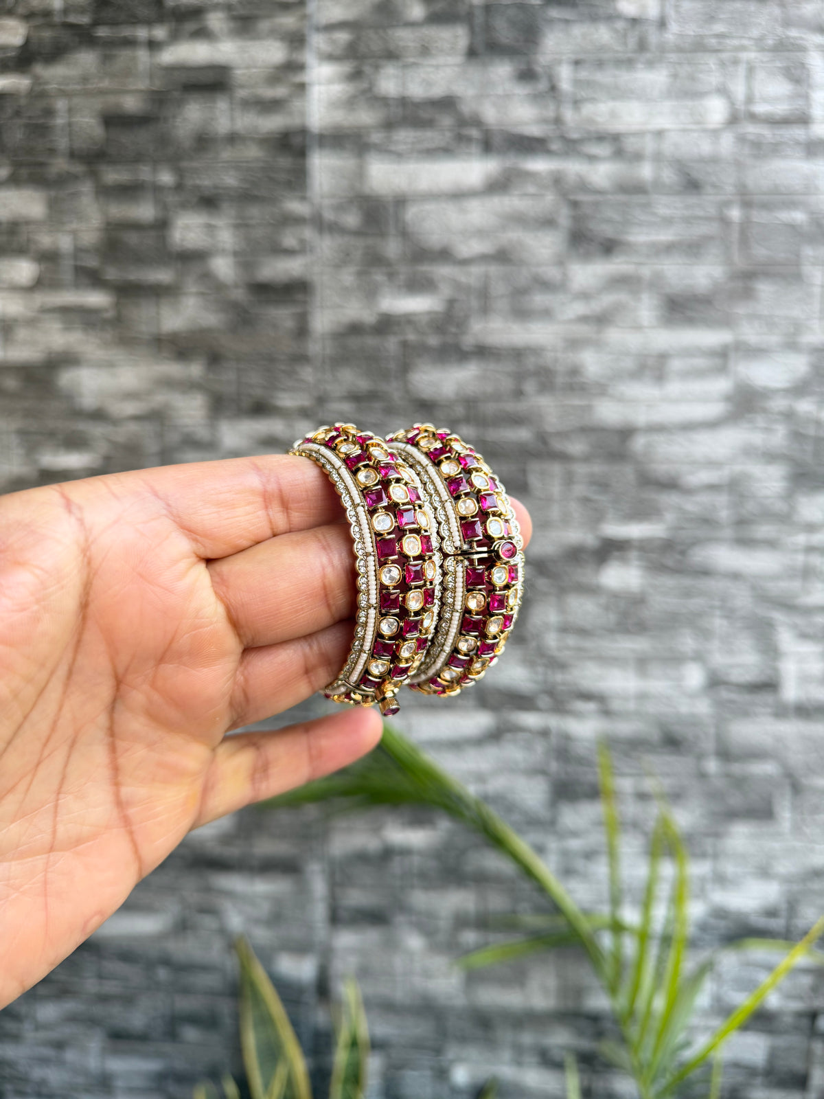 Ansa Polki Bangle - Ruby