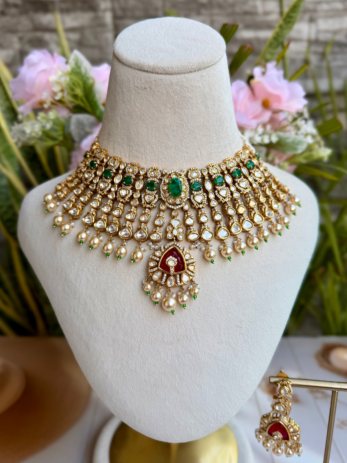 Suhaila Ruby Emerald Moissanite Necklace