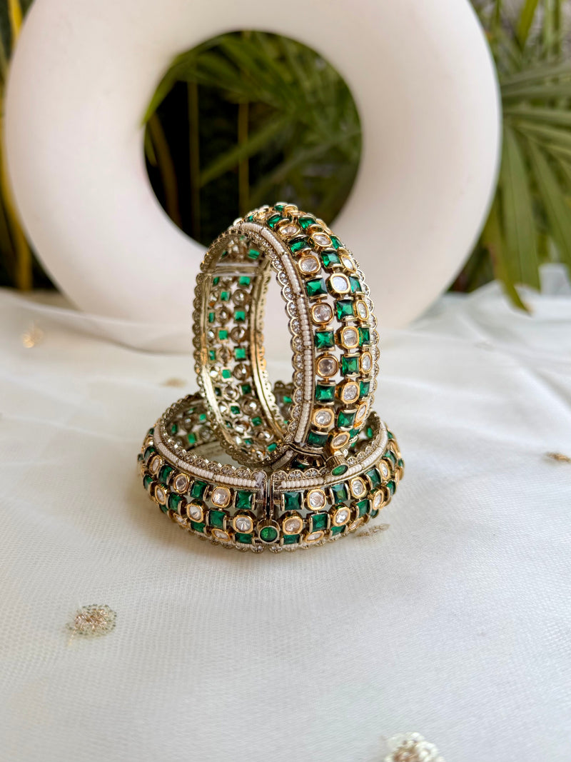 Ansa Polki Bangle - Emerald
