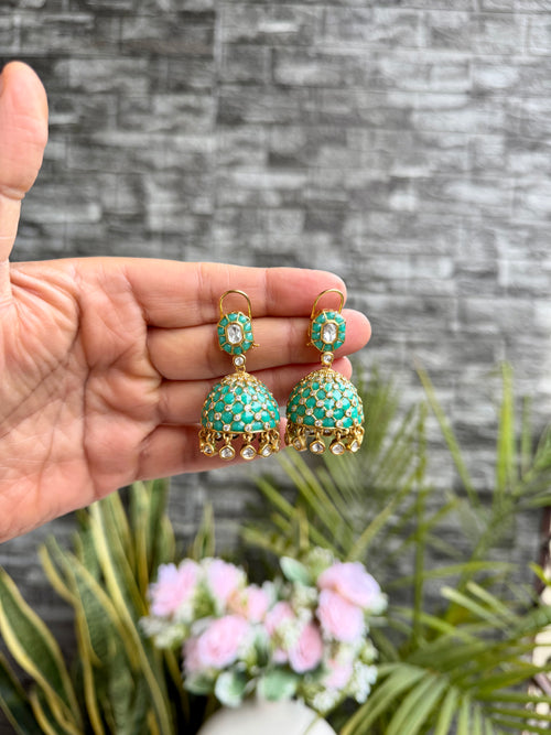 Chahat Mint Green Polki Jhumka
