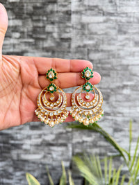 Rukhima Emerald Moissanite Chandbali