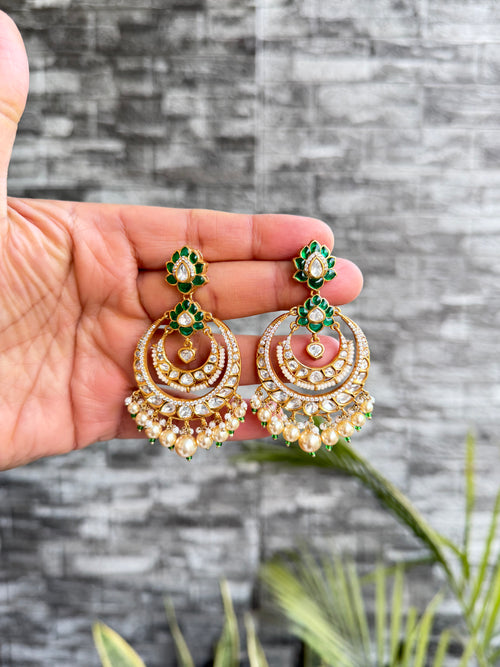 Rukhima Emerald Moissanite Chandbali