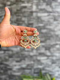 Pratima Mint Green Moissanite Chandbali