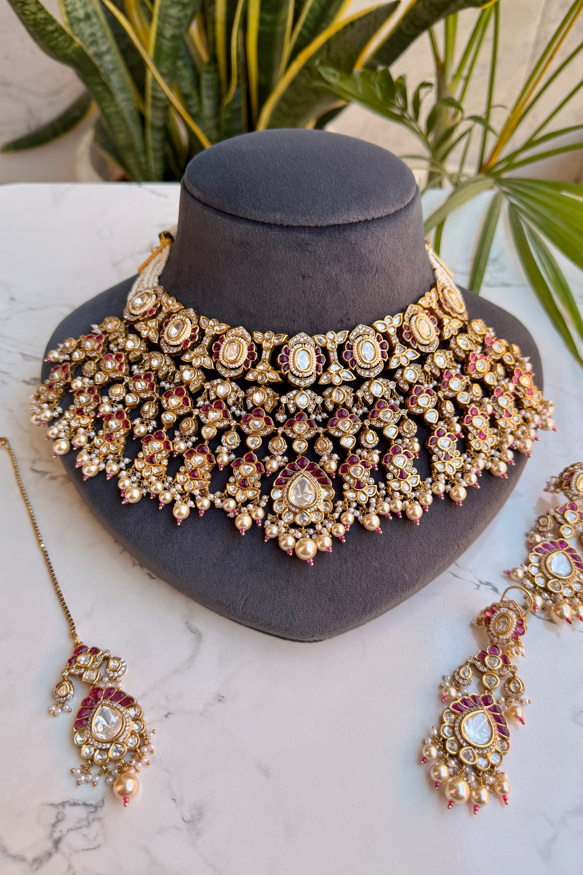 Nayab Polki Bridal Set - Ruby