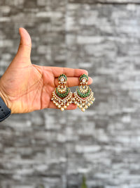 Ruhanika Emerald Polki Chandbali