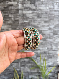 Ansa Polki Bangle - Emerald