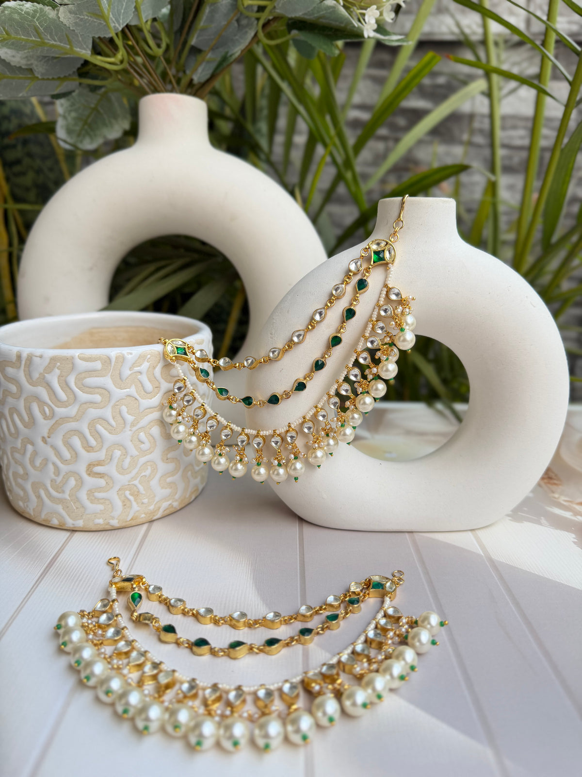 Shanila Emerald Kundan Earchain