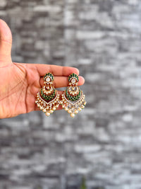 Ruhanika Emerald Polki Chandbali