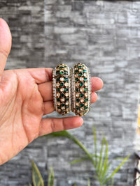 Ansa Polki Bangle - Emerald