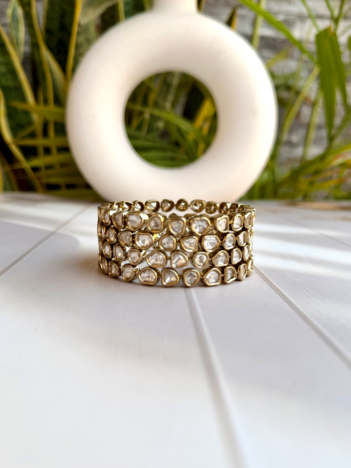 Reshma Polki Bangles Set - Antique Gold