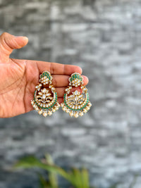 Paveena Moisaanite Chandbali - Mint