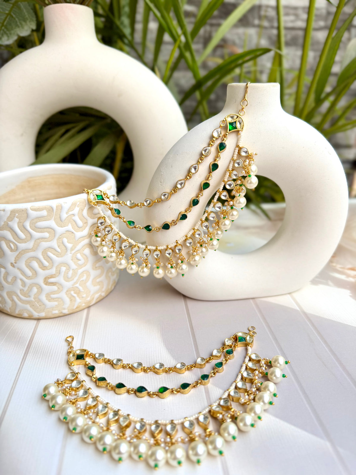 Shanila Emerald Kundan Earchain