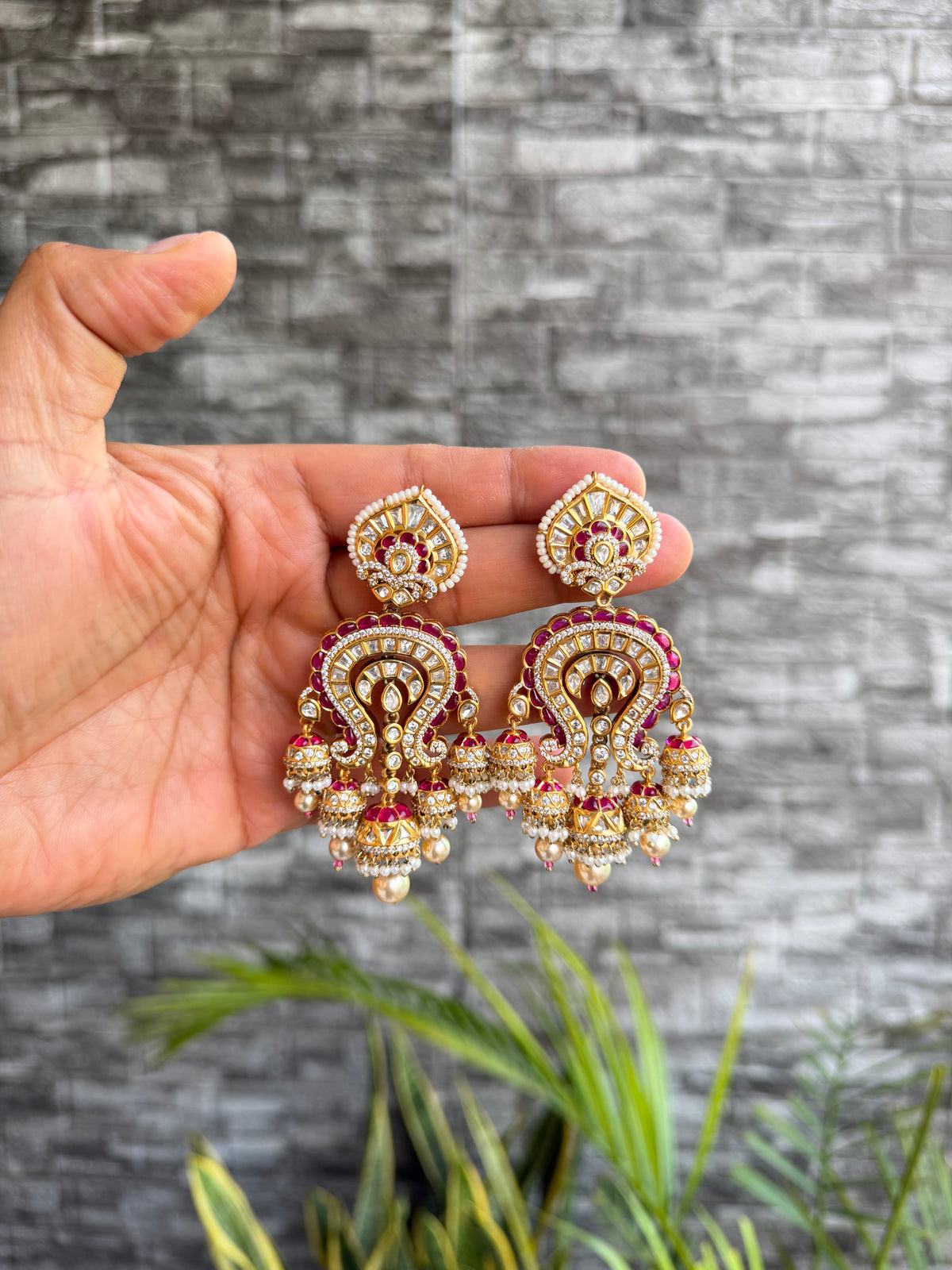 Kainat Ruby Moissanite Chandbali