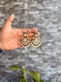 Paveena Moisaanite Chandbali - Emerald