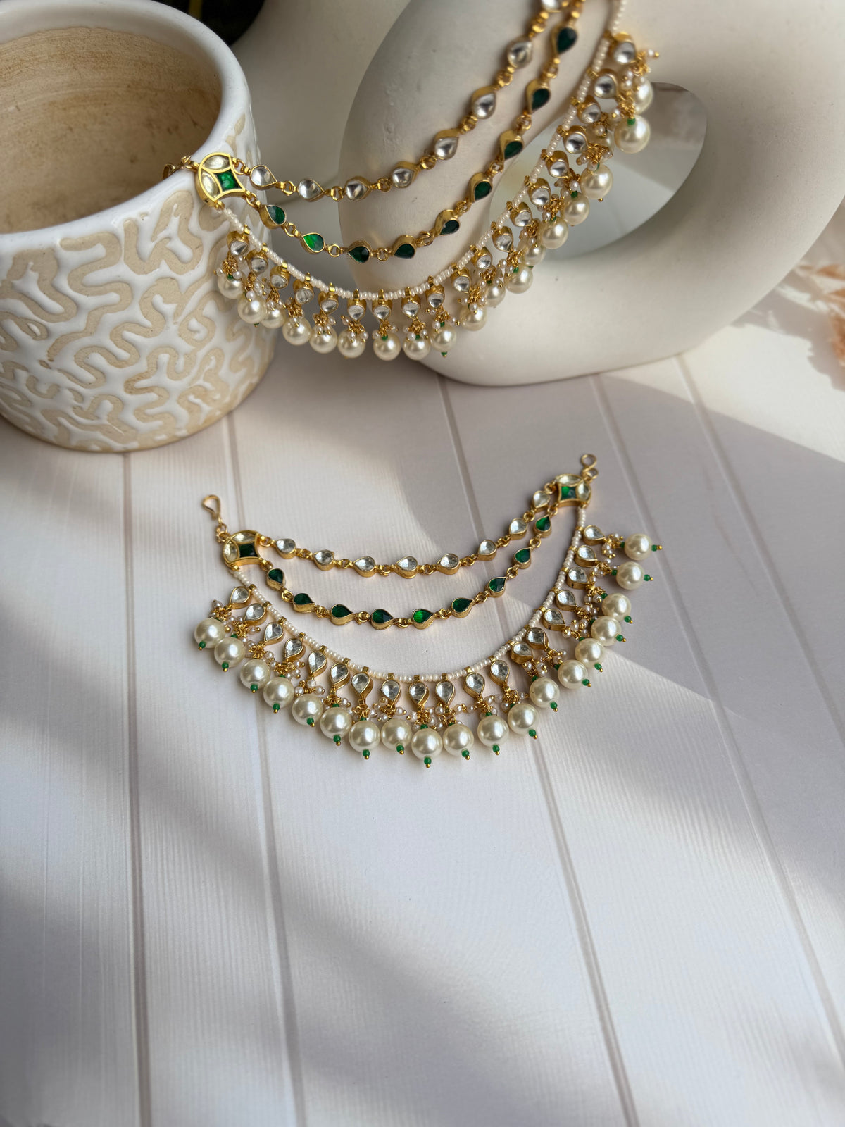 Shanila Emerald Kundan Earchain