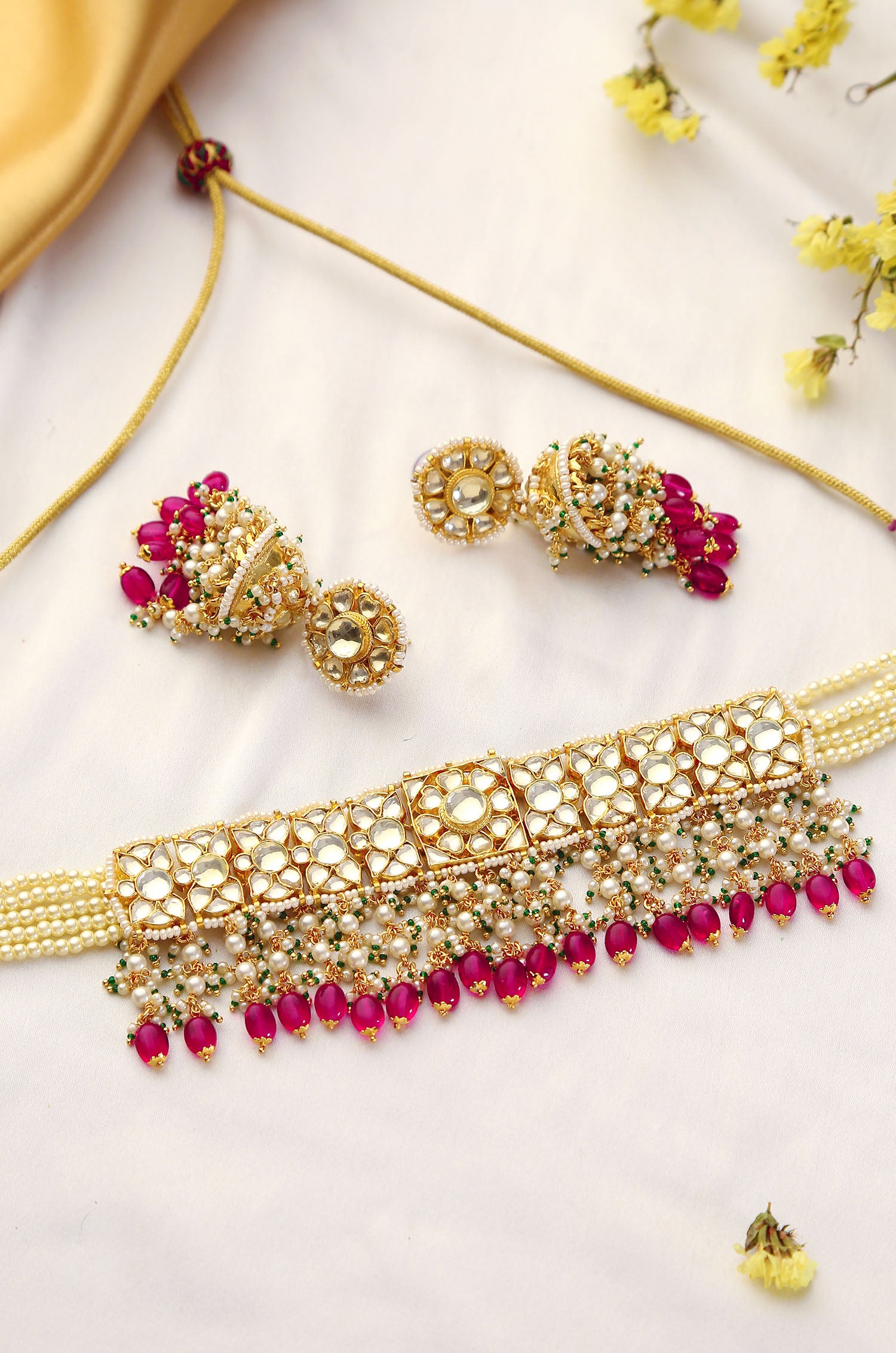 Buy Red Embellished Joyelle Sage Ruby Layered Necklace by Prerto Online at  Aza Fashions.