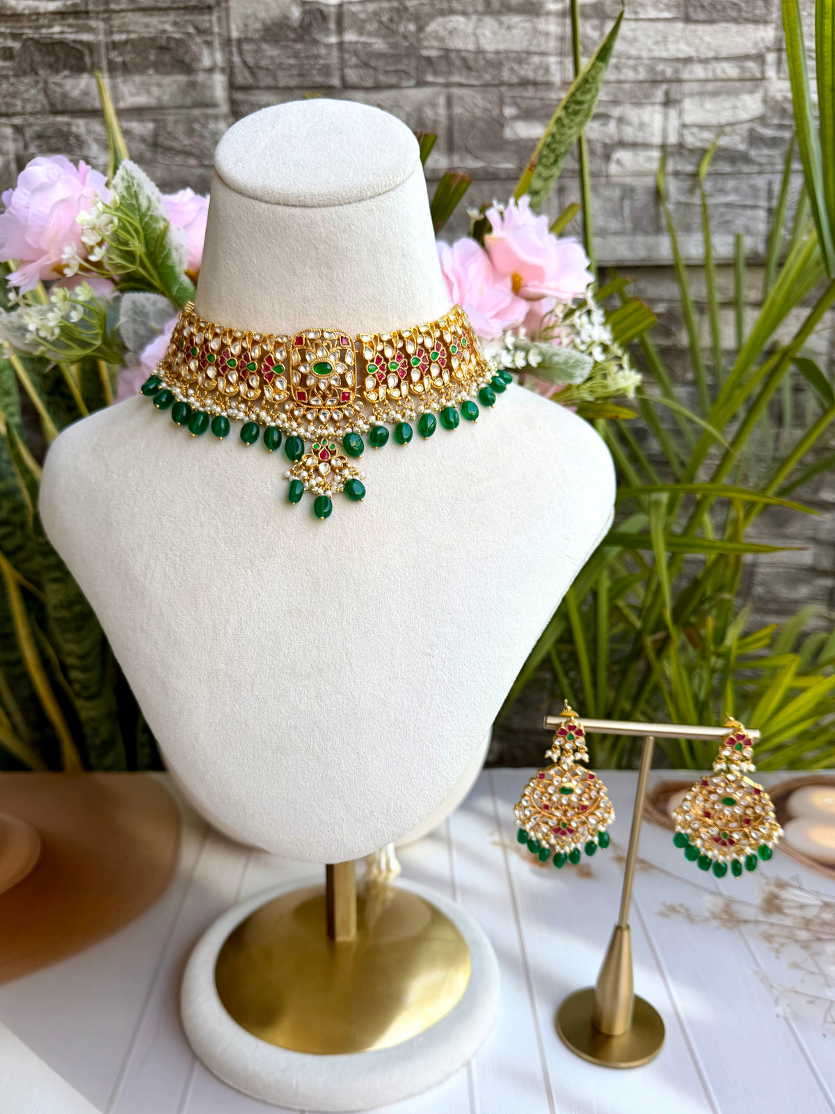 Madiha Ruby Emerald Choker Set