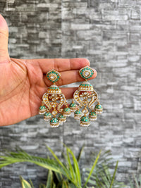 Rukhma Polki Chandbali - Mint Blue