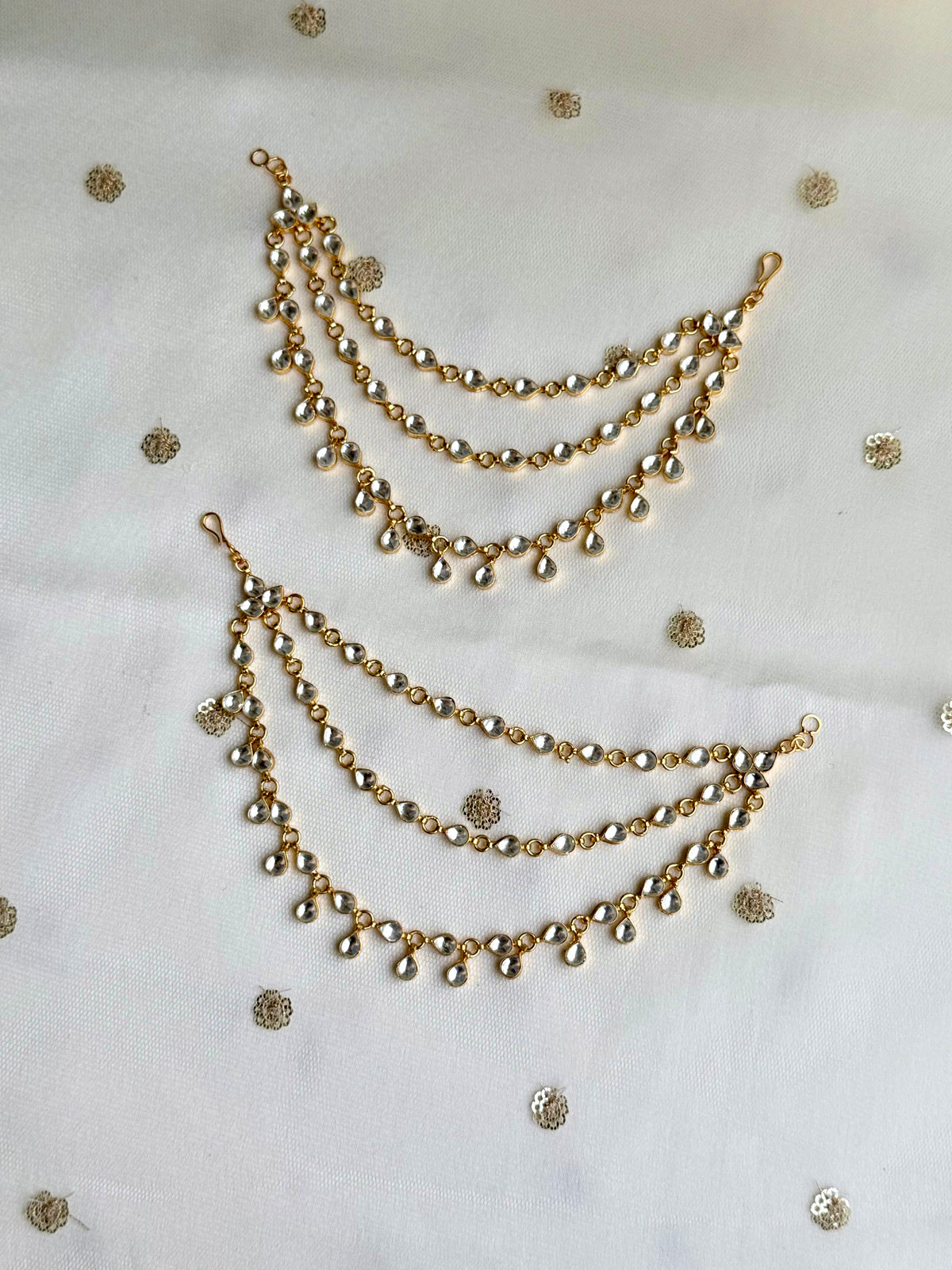 Urva Paachi Kundan Ear Chains