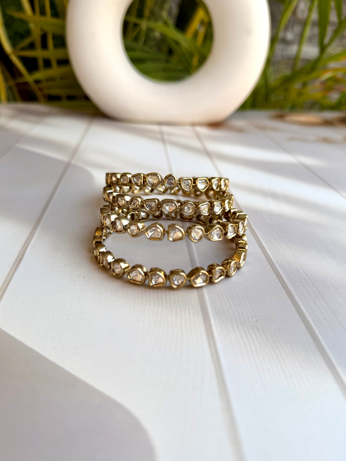Reshma Polki Bangles Set - Antique Gold