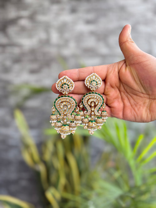 Kainat Emerald Moissanite Chandbali