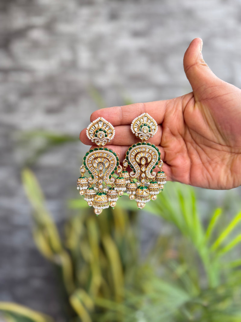 Kainat Emerald Moissanite Chandbali