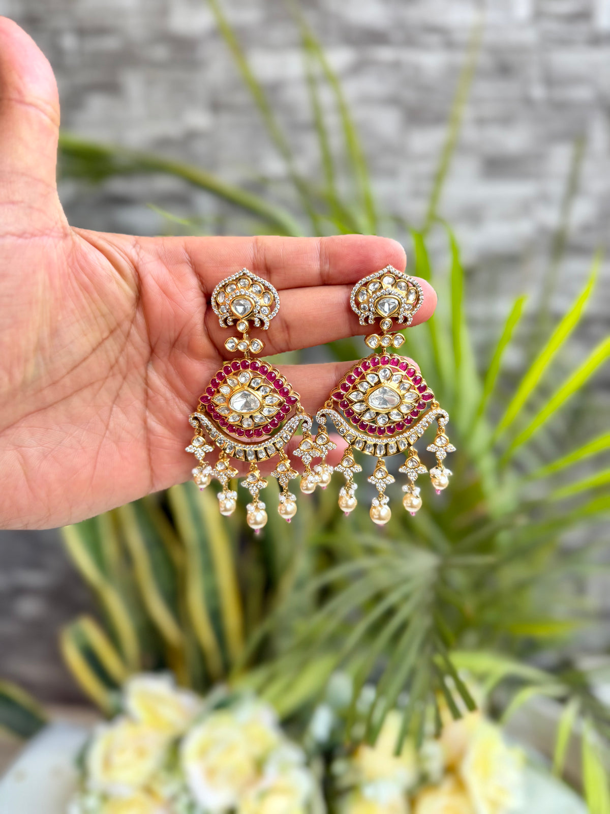 Saanvi Ruby Polki Chandbali