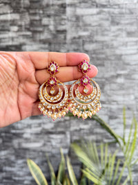 Rukhima Ruby Moissanite Chandbali