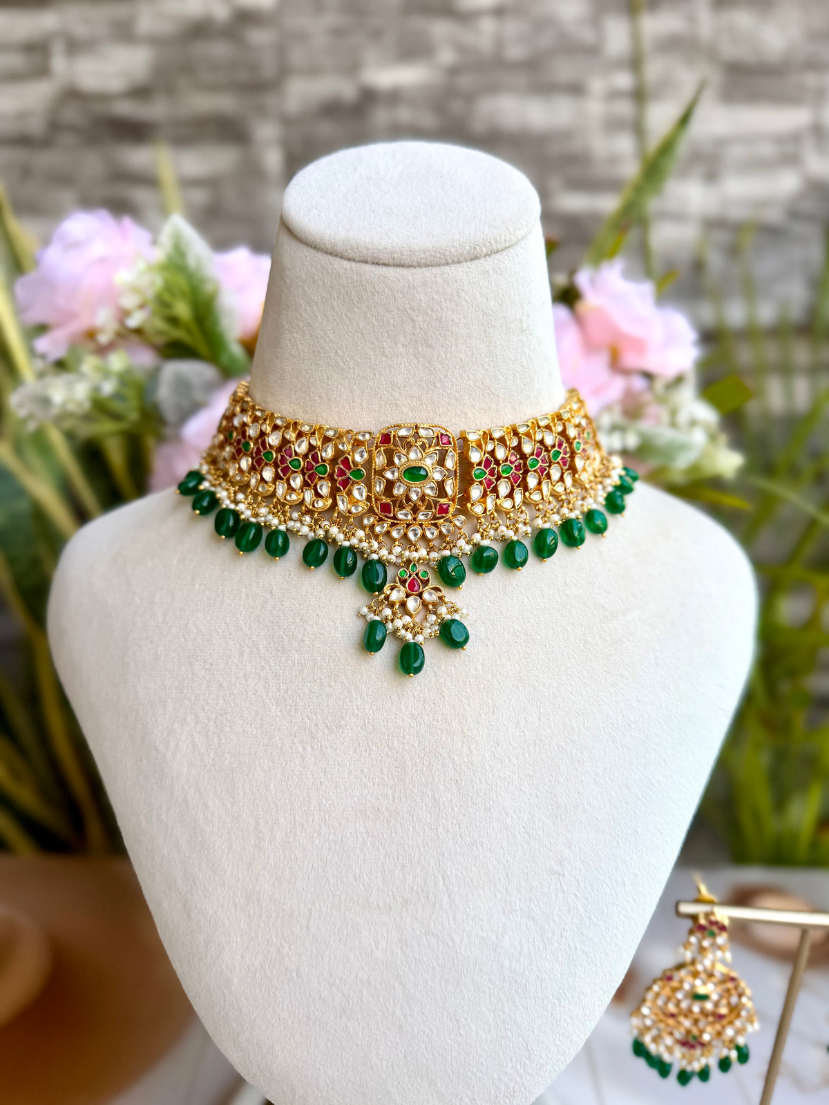 Madiha Ruby Emerald Choker Set