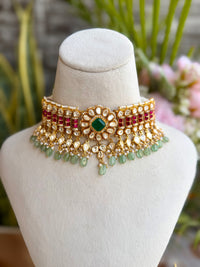 Shareena Moissanite Choker Set - Emerald